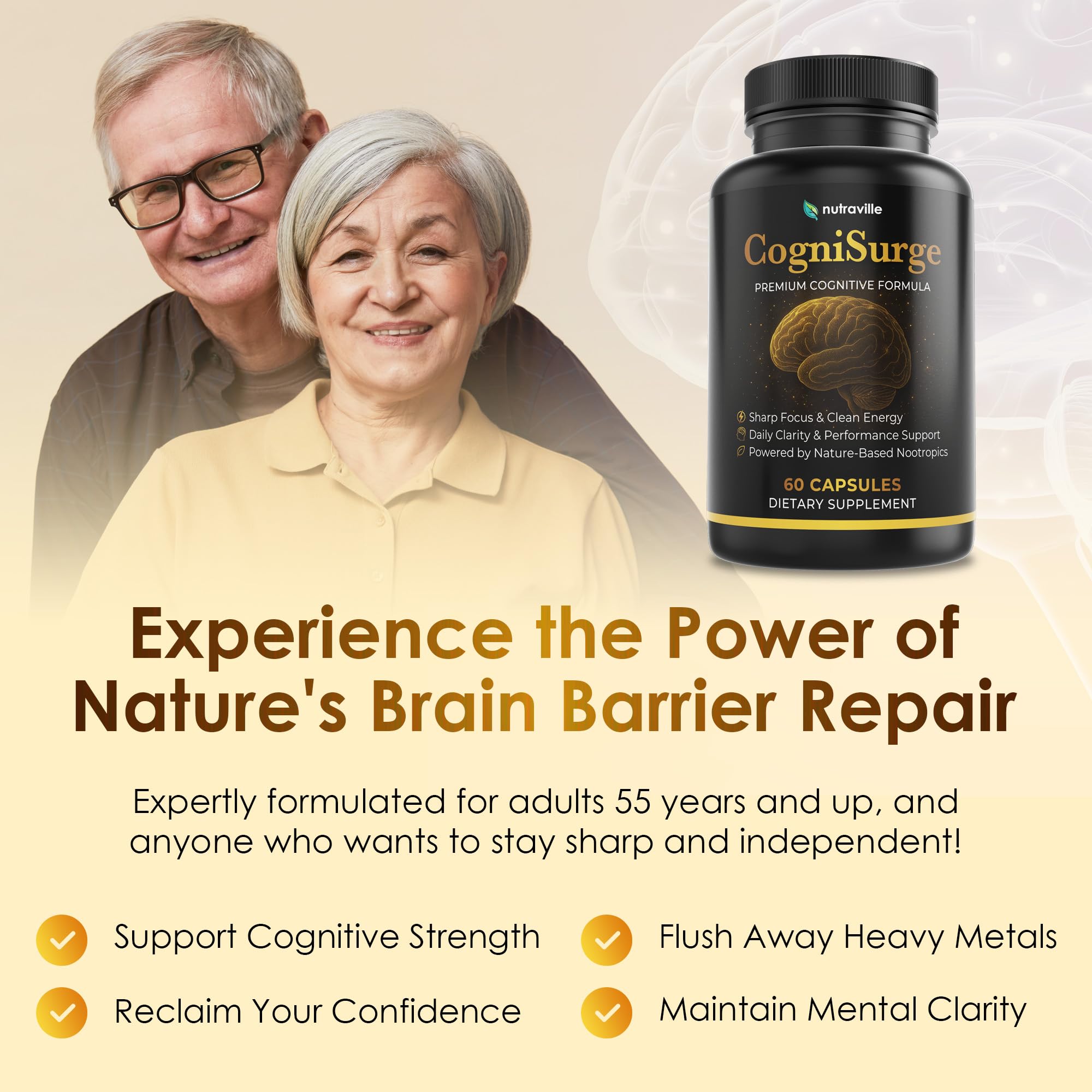CogniSurge being poured with water for daily focus routine.