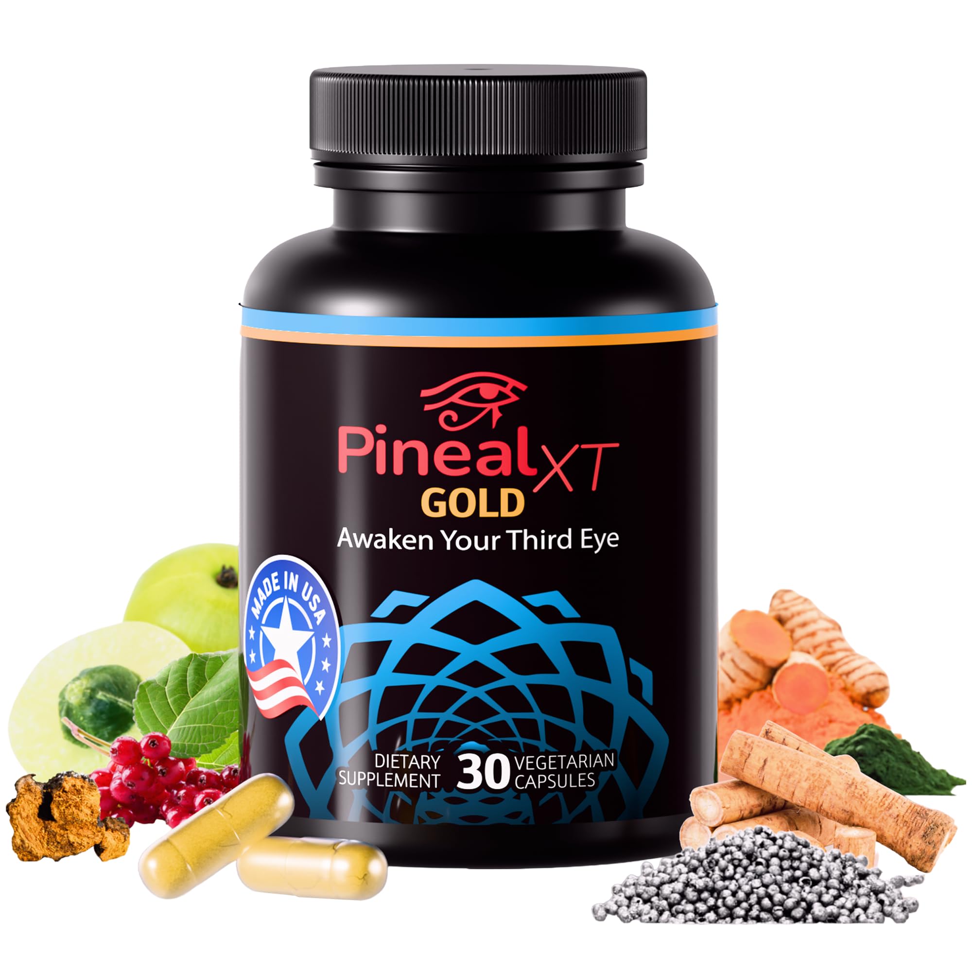 Nutraville Pineal XT Gold bottle close-up highlighting focus-boosting formula