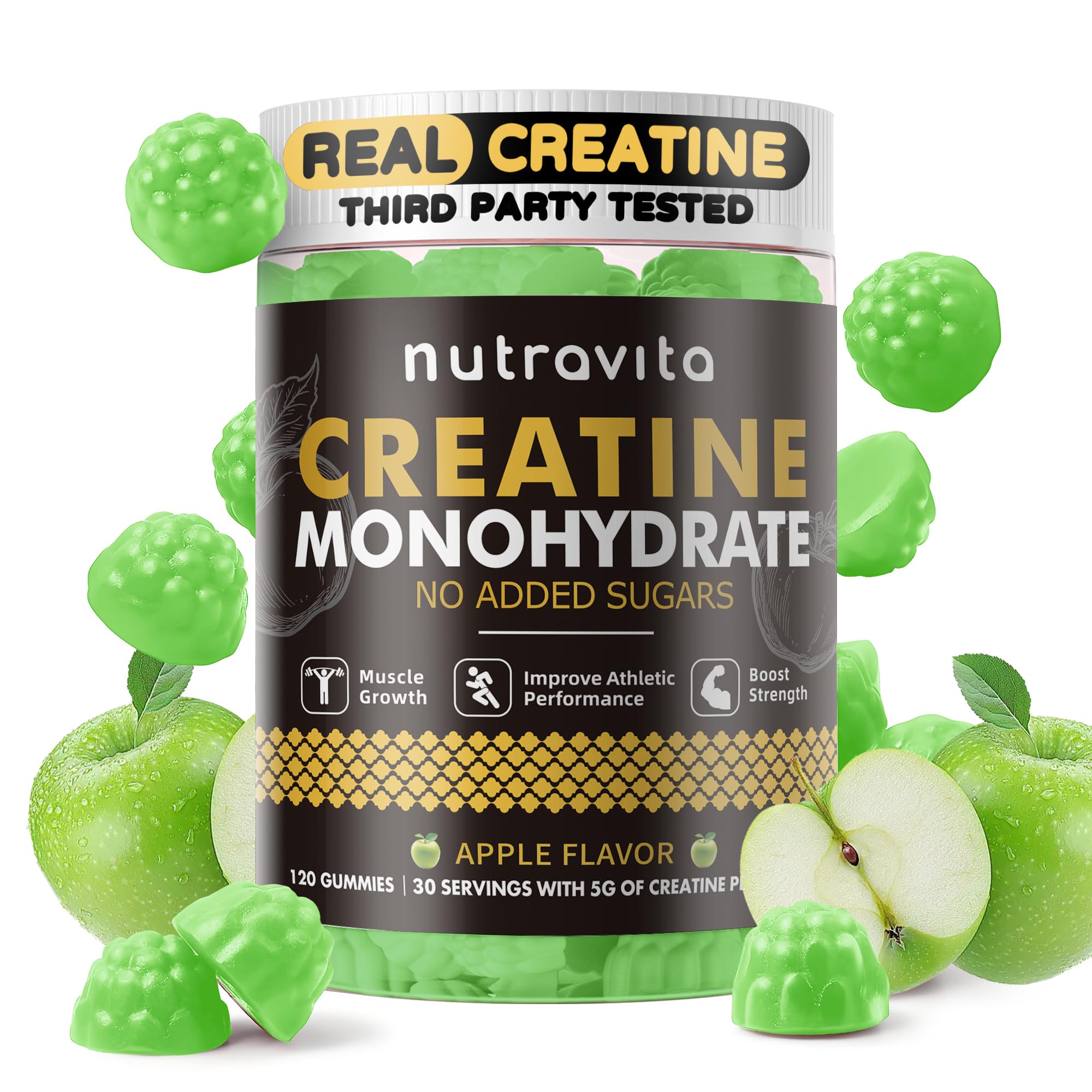 Nutravita Creatine Gummy bottle top view.