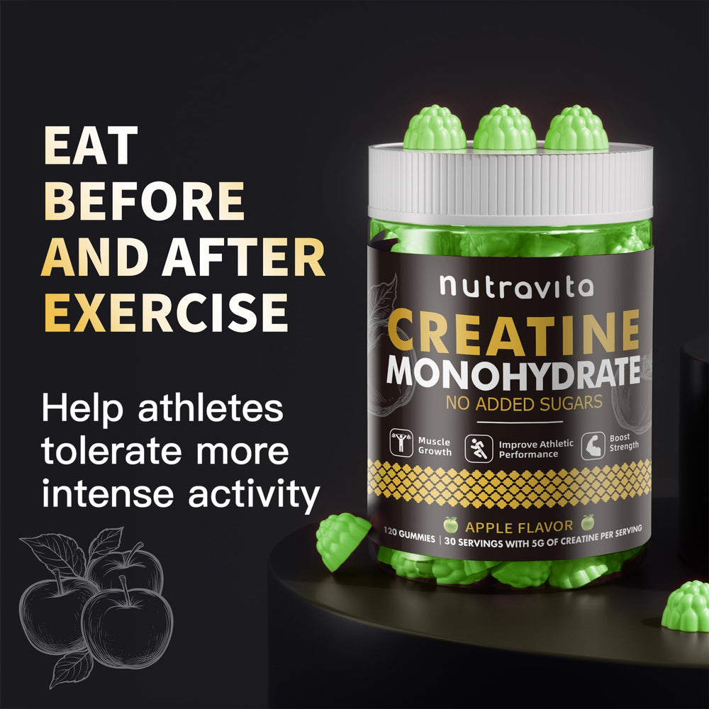 Nutravita Creatine Gummy bottle with GMP certification.