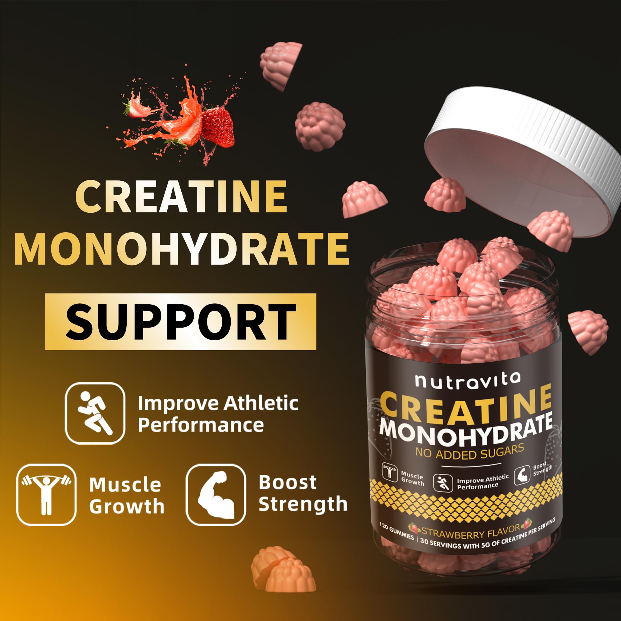 Nutravita Creatine Gummy ingredients label communicates clean vegan nutrition