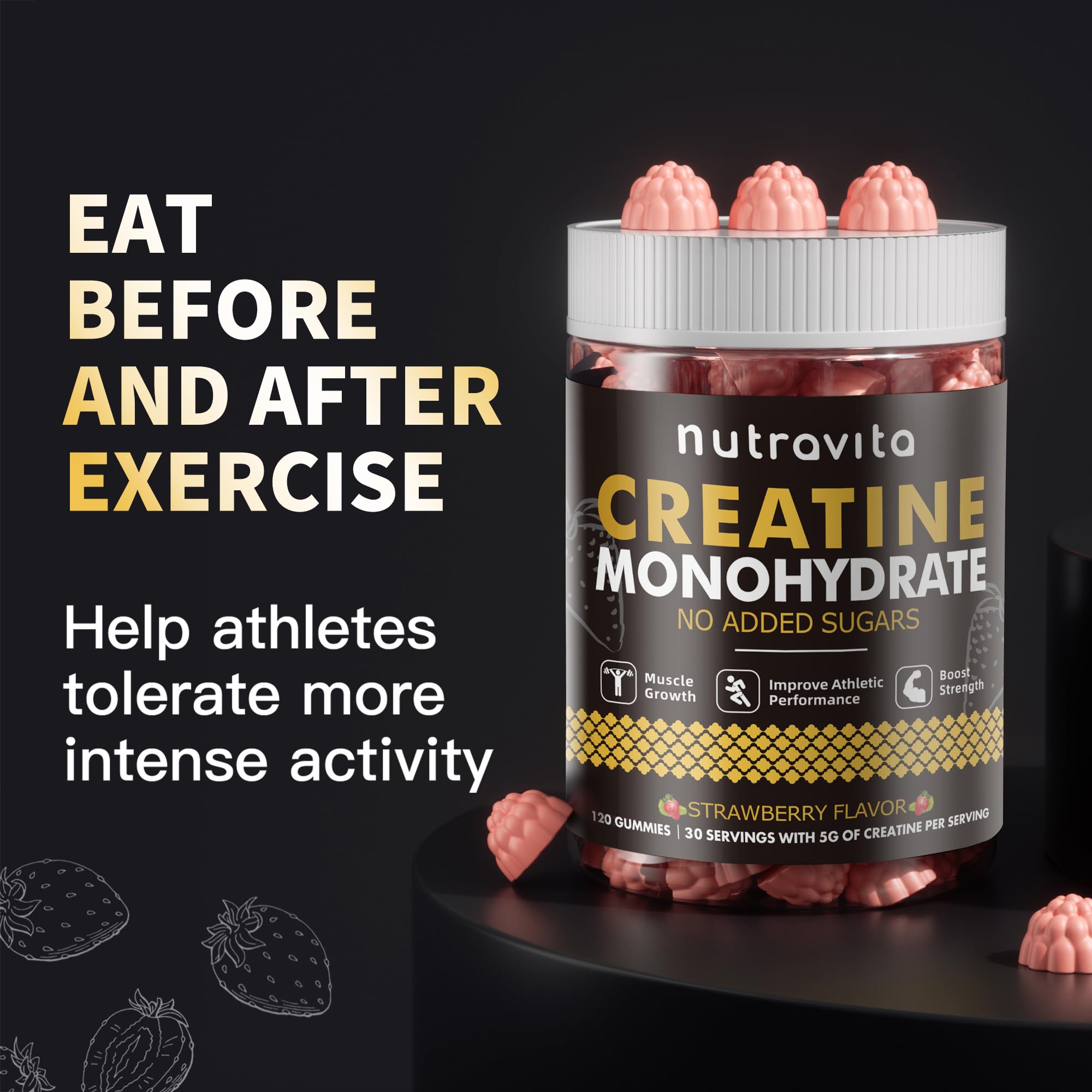 Nutravita Creatine Gummy package open reveals easy daily dosing