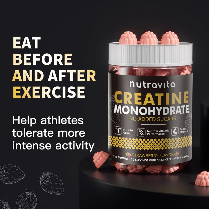 Nutravita Creatine Gummy package open reveals easy daily dosing