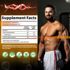 Nutravita Creatine Gummy serving closeup highlights four gummies per serving