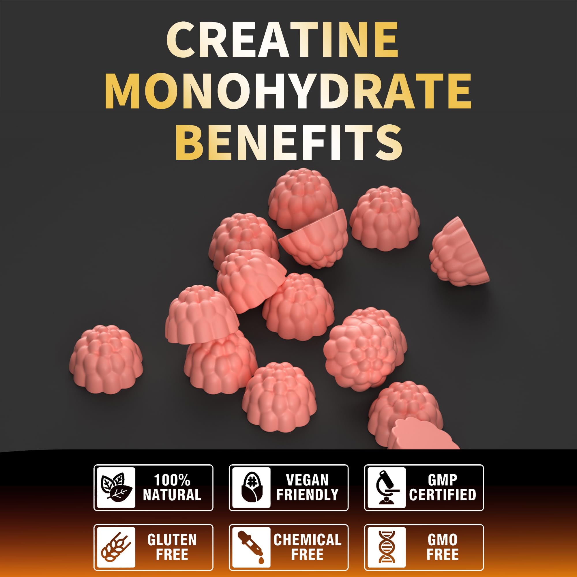 Nutravita Creatine Gummy strawberry flavor gummies presented as a tasty snack