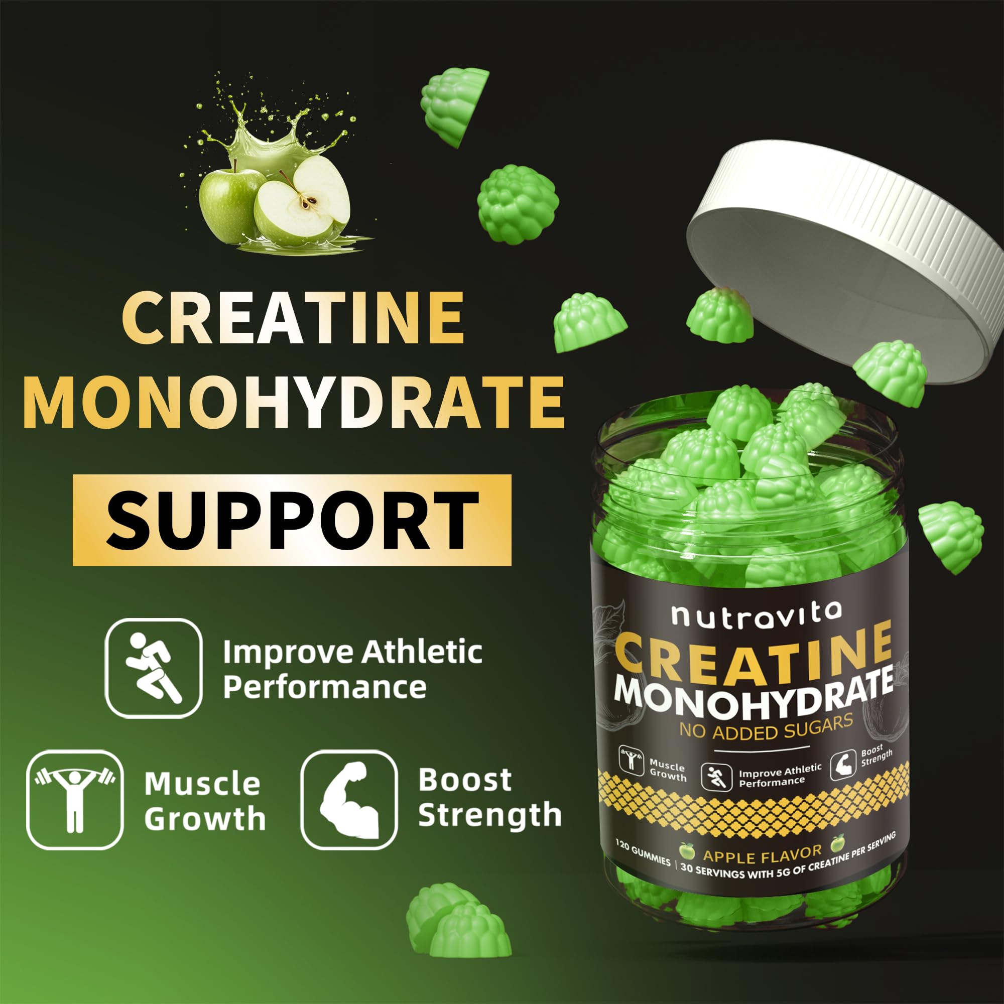 Nutravita Creatine Gummy vegan gluten-free badge.