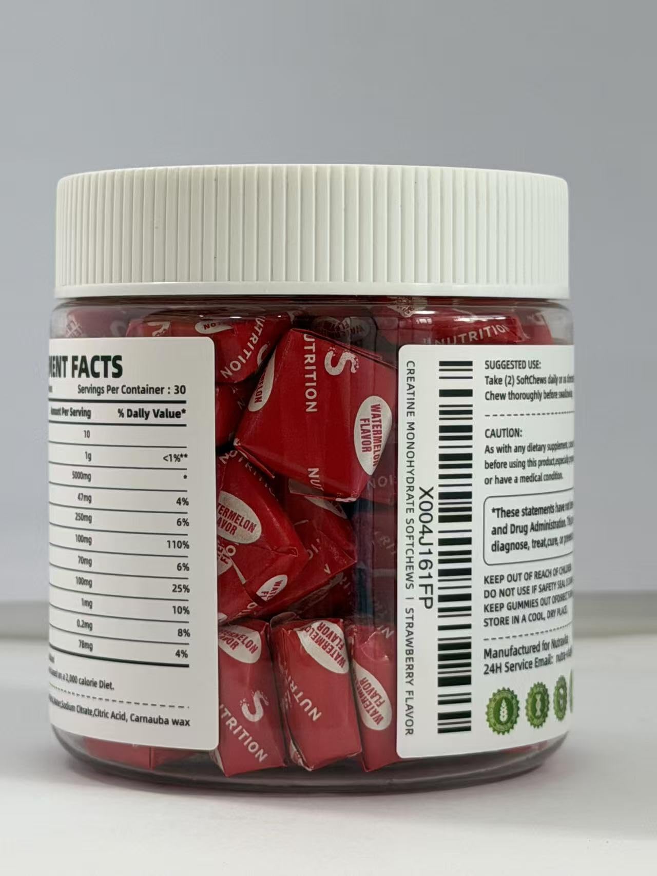 NUTRAVITA Creatine Monohydrate Chews serving 5 g for easy daily intake.