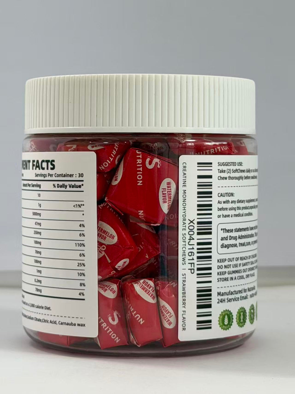 NUTRAVITA Creatine Monohydrate Chews serving 5 g for easy daily intake.