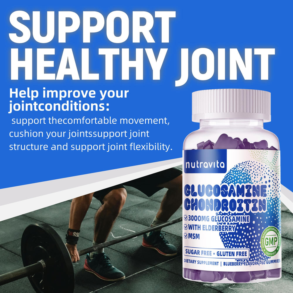 Nutravita ingredients close-up featuring glucosamine, chondroitin, MSM.