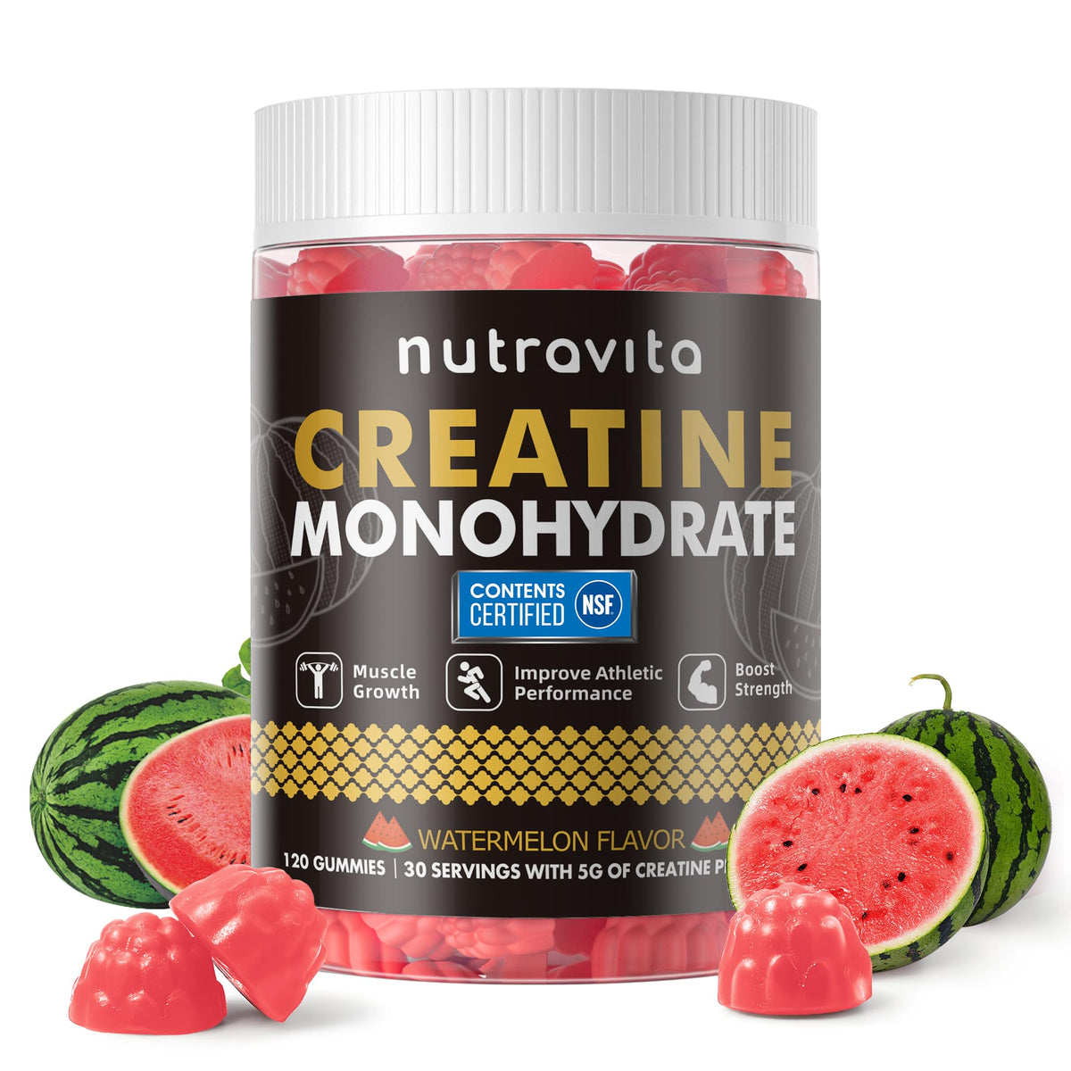 Nutravita gominolas de creatina monohidrato en botella para consumo diario