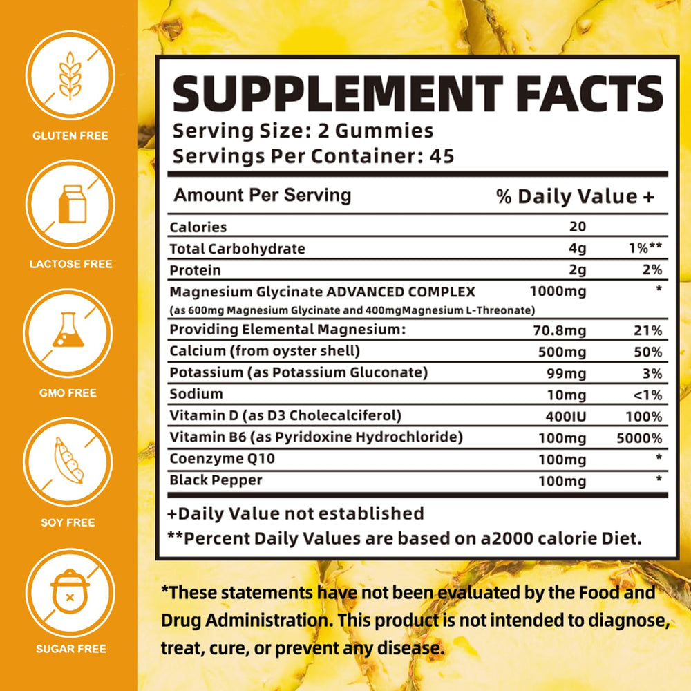 Nutravita magnesium glycinate gummies label confirms gluten-free and sugar-free ingredients.