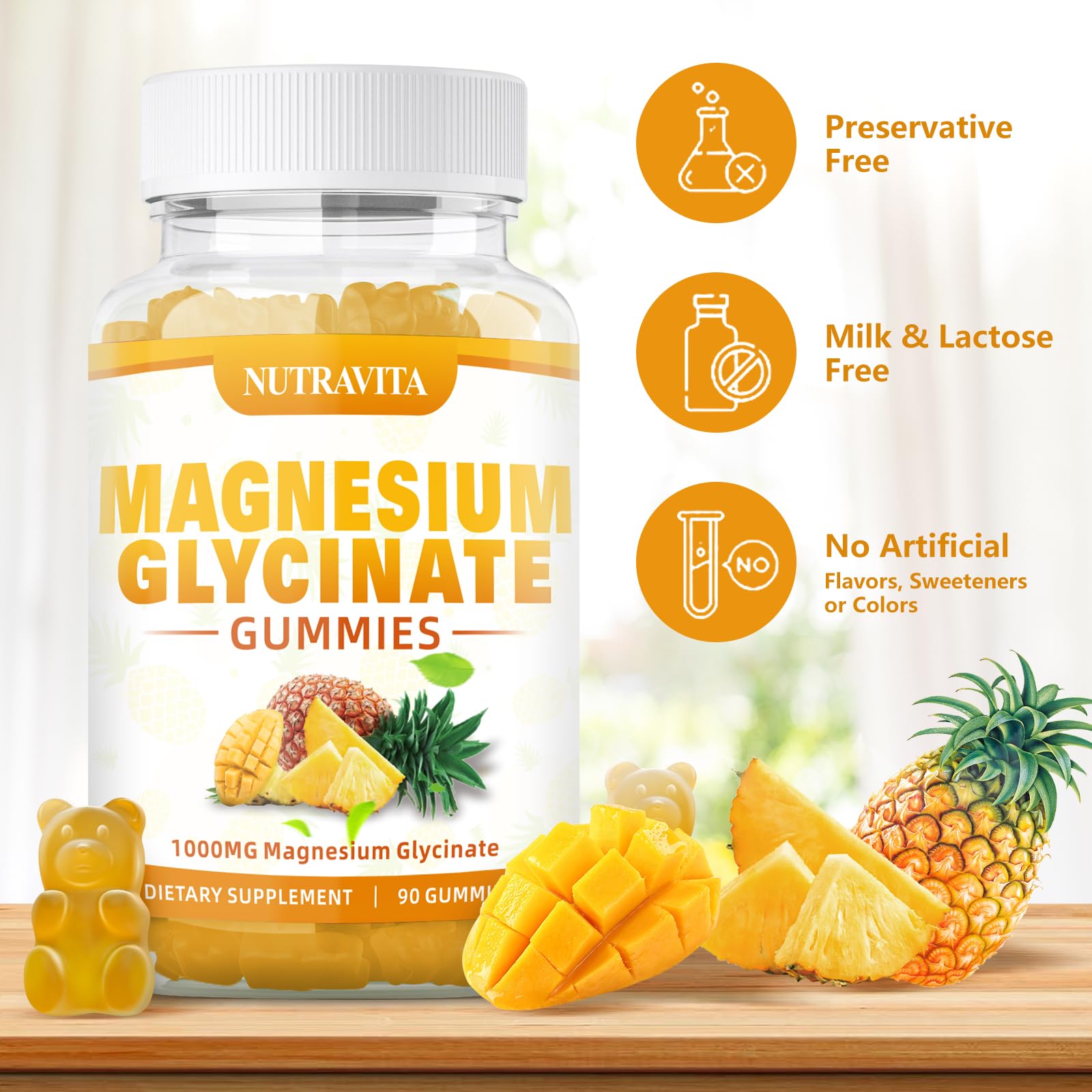 Nutravita Magnesium Glycinate Gummies pour demonstrates easy chewability for mood support.