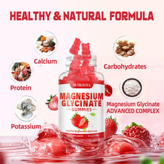 Nutravita magnesium glycinate gummies close-up of a raspberry gummy for easy daily use.