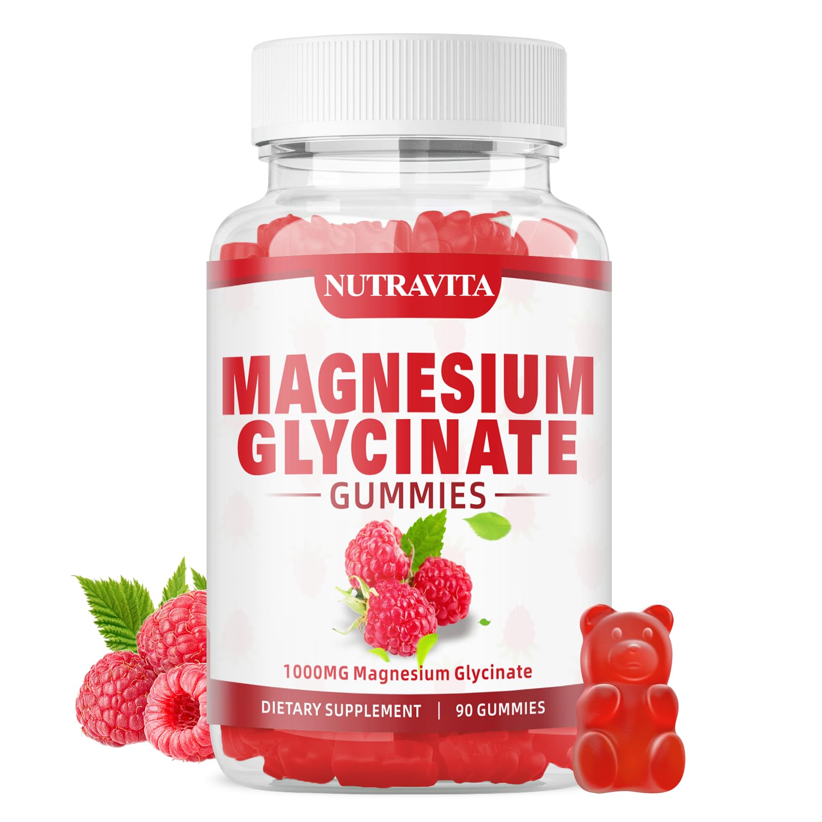 Nutravita gummies close-up shows smooth texture and raspberry color for enjoyable daily use.