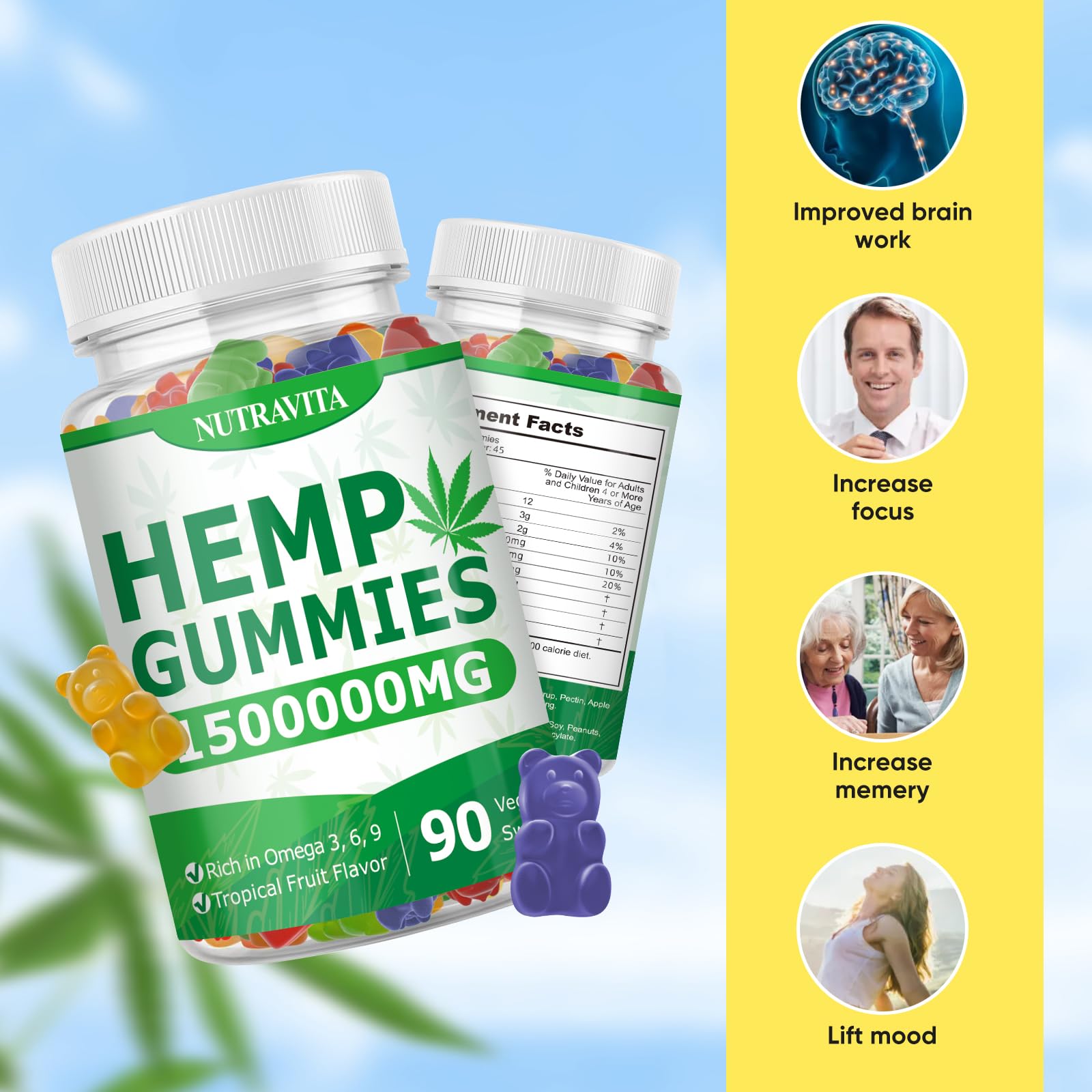 Nutravita Naturals Fruit Hemp Gummies dispenser demonstrates easy serving.