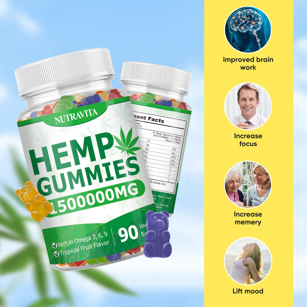 Nutravita Naturals Fruit Hemp Gummies dispenser demonstrates easy serving.