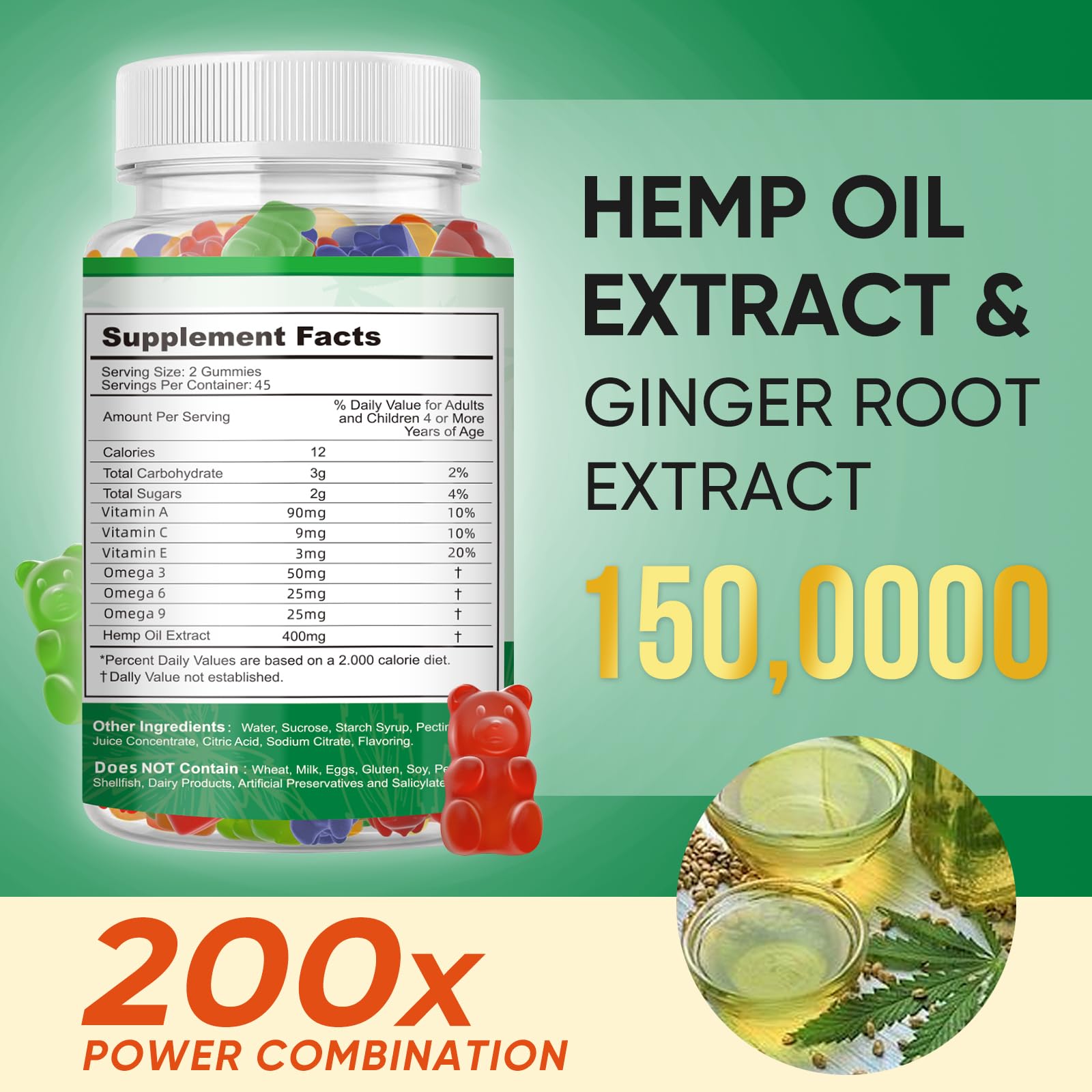 Nutravita Naturals Fruit Hemp Gummies jar label closeup showing ingredients.