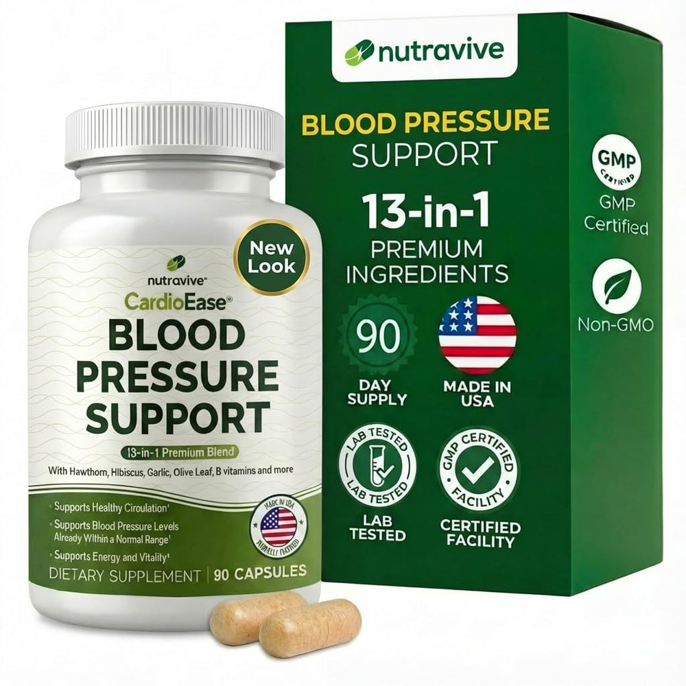 Nutravive 13-in-1 Heart Health bottle for daily circulation support