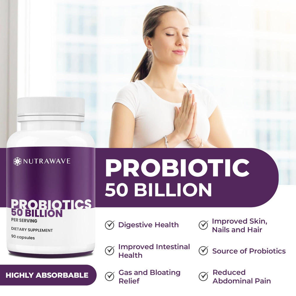 Nutrawave bottle on desk showing convenient daily gut health support.