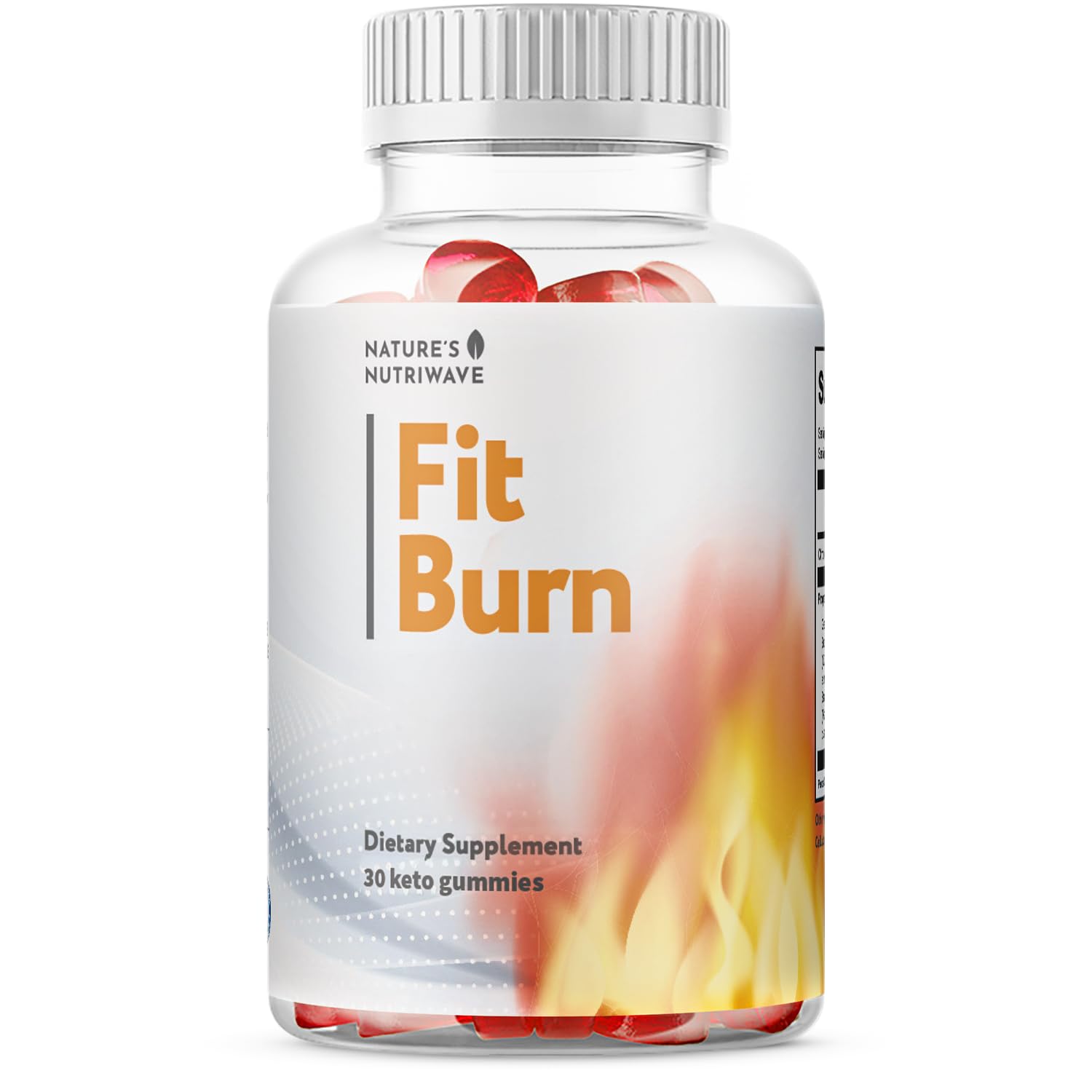 Nature’s NutriWave Fit Burn bottle top view, convenient daily gummy for on-the-go wellness.