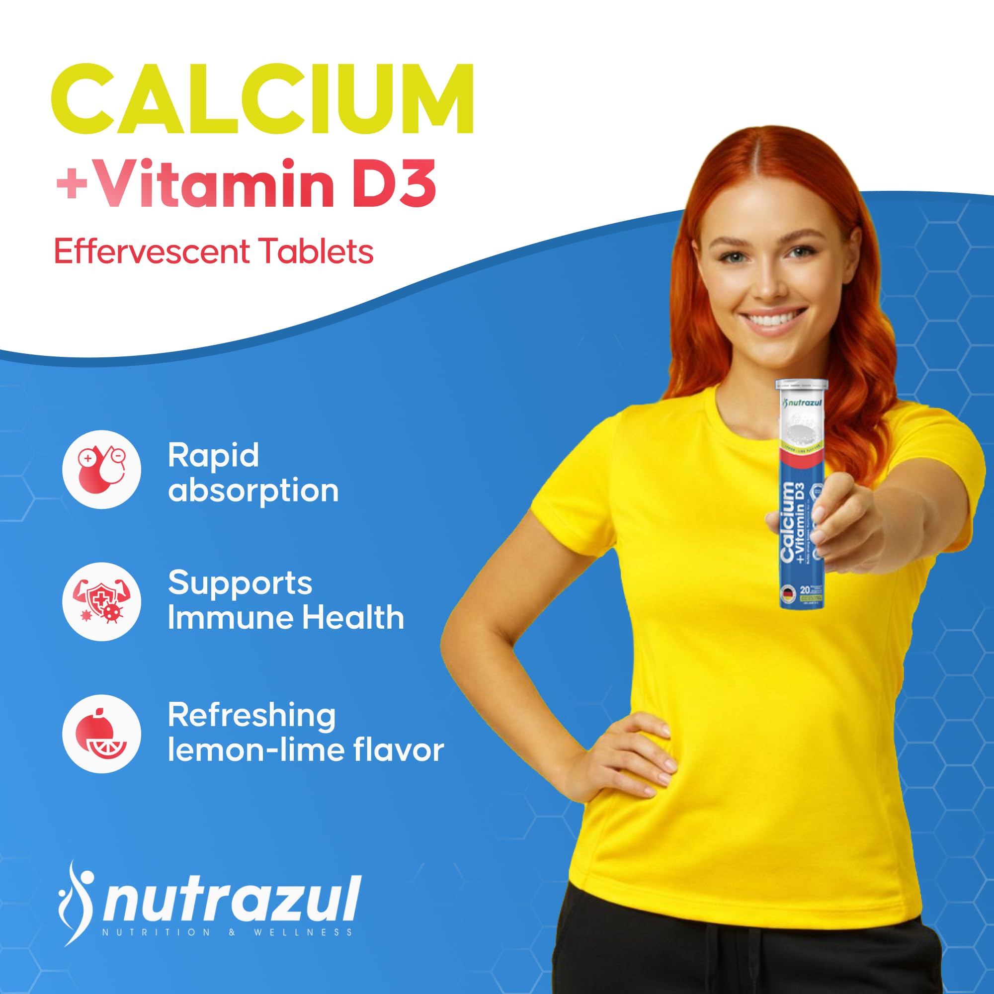 Nutrazul tablet dissolving in water shows quick fizz for a refreshing, convenient intake.