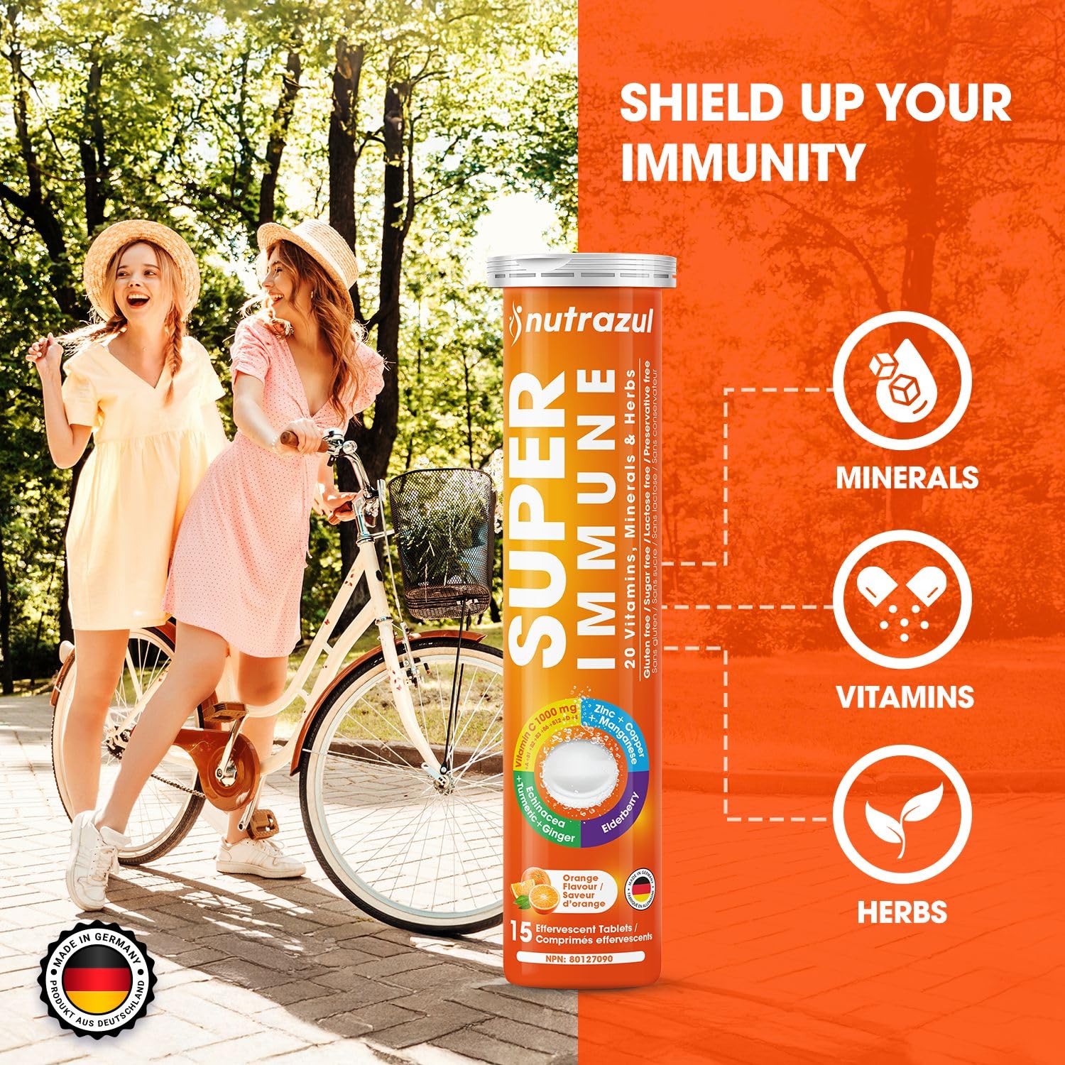 Nutrazul elderberry-echinacea blend highlighted for daily wellness support.