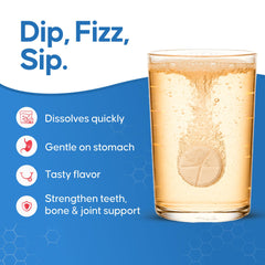 Nutrazul glass with dissolved tablet demonstrates easy preparation and quick readiness.