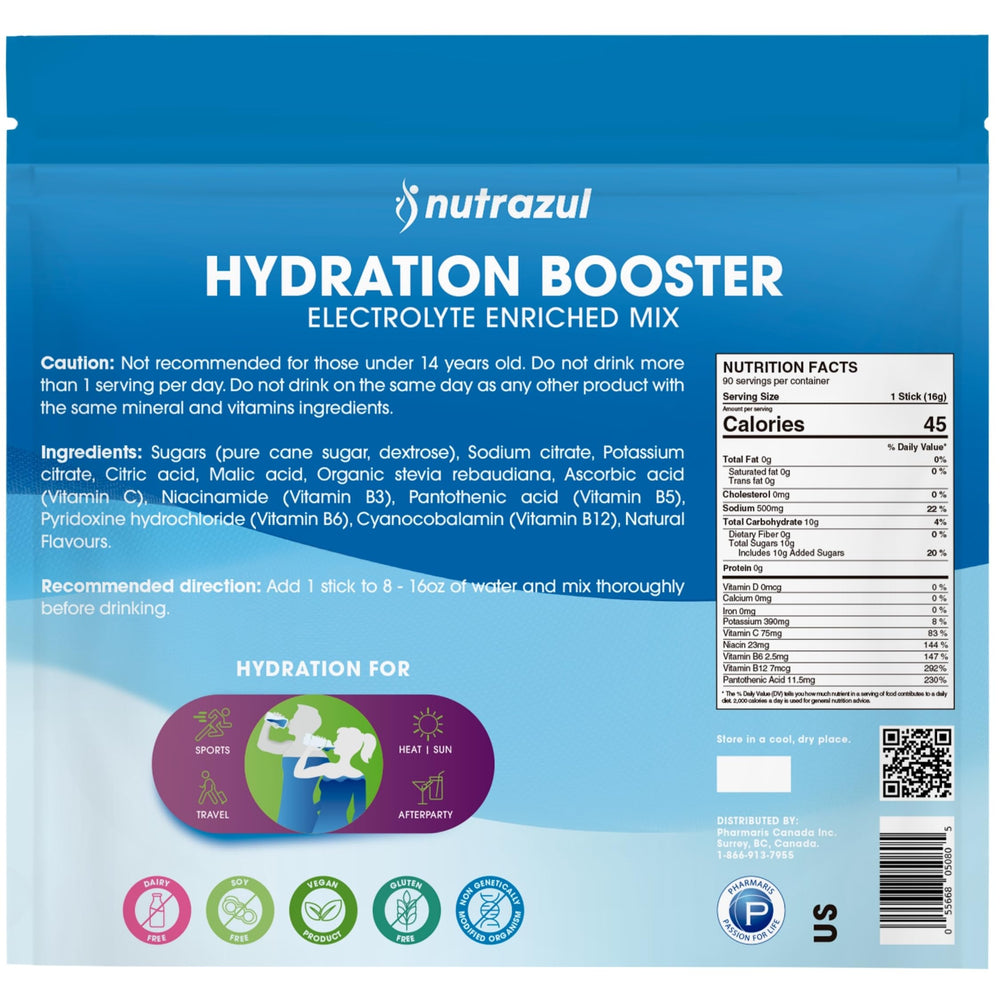Nutrazul Hydration Booster 90-sticks packaging for easy hydration habit
