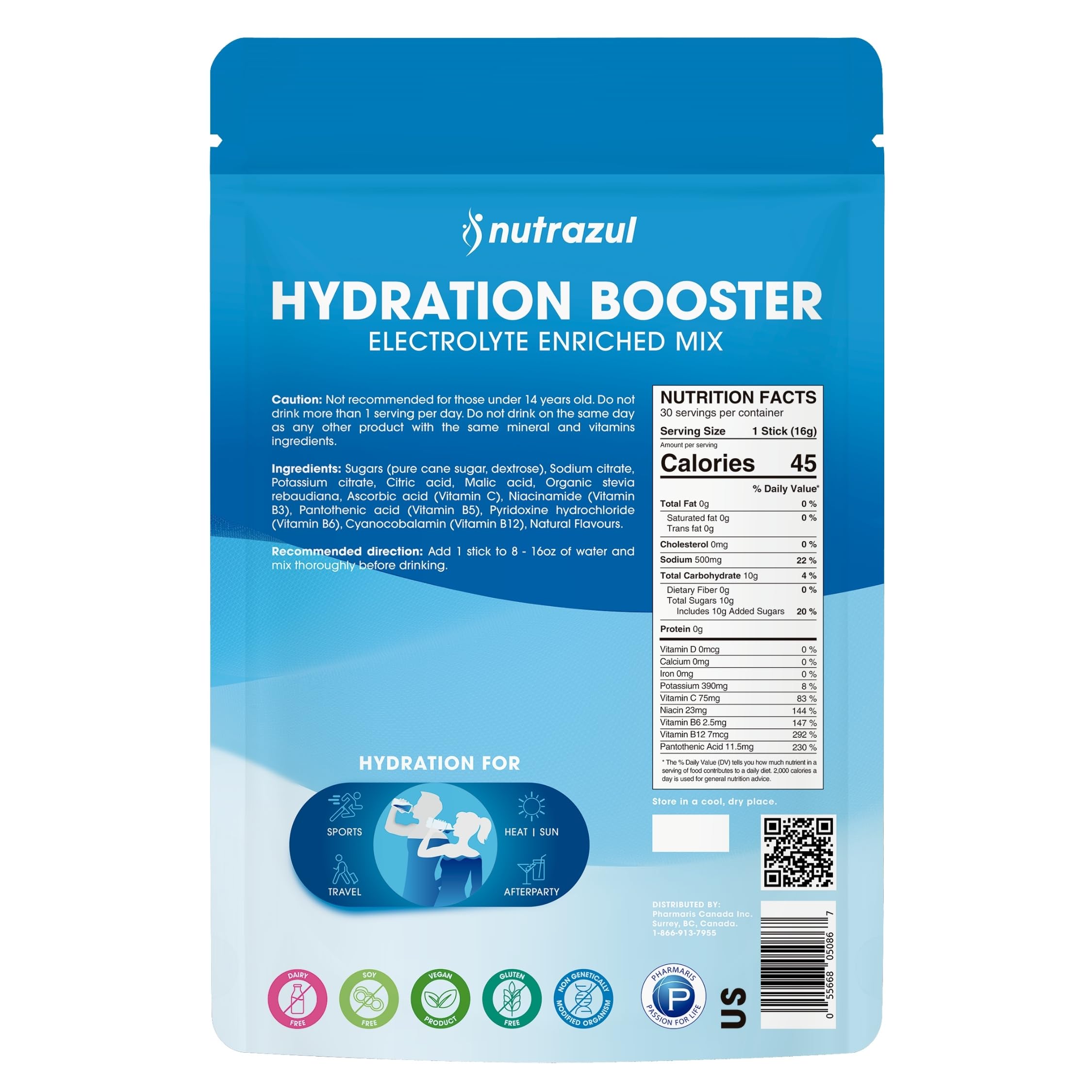 Nutrazul Hydration Booster daily usage setup showing easy mix-and-go routine
