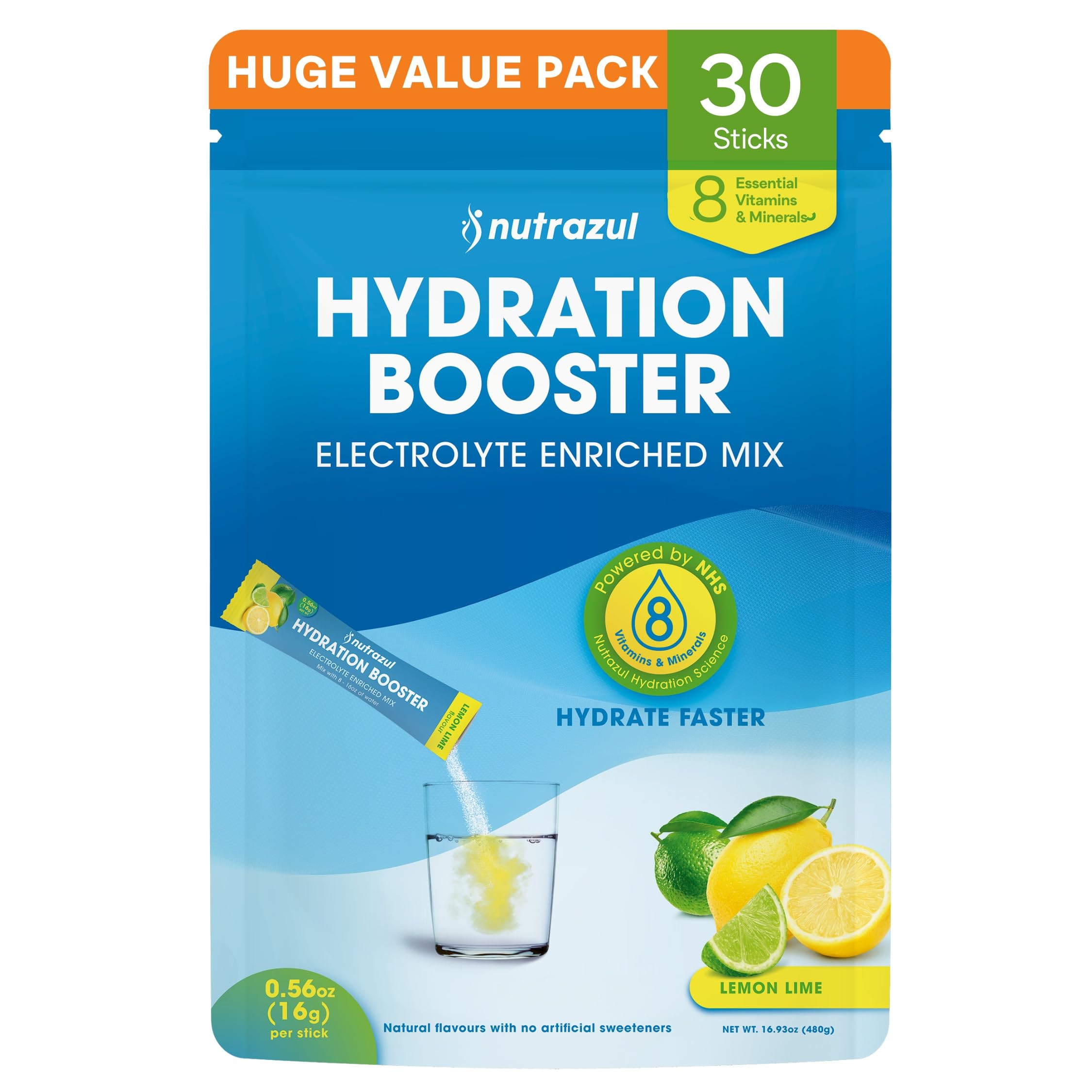 Nutrazul Hydration Booster lemon lime stick for on-the-go hydration.