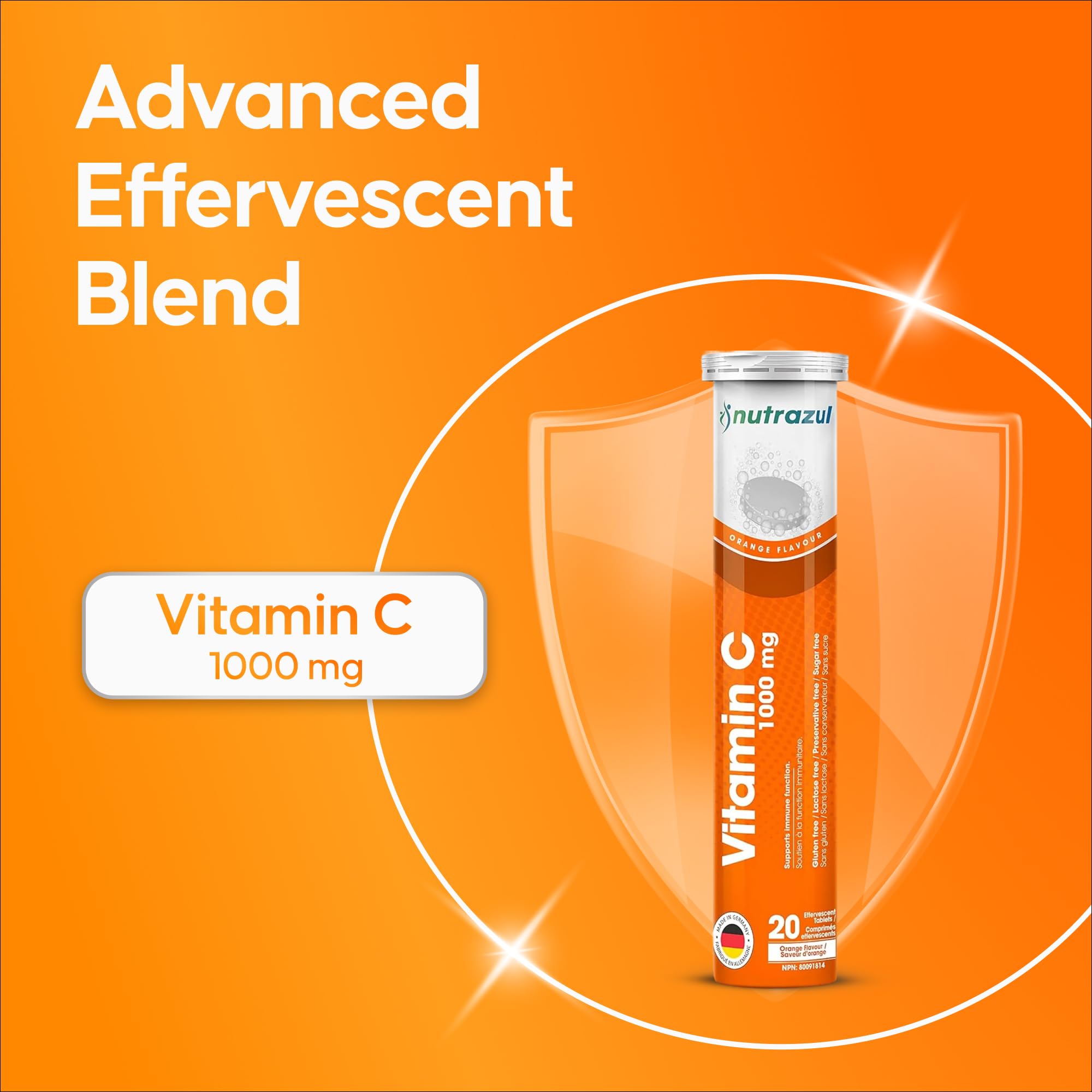 Nutrazul Vitamin C drink showcases vibrant orange flavor for hydration
