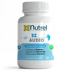 Nutrel Ez Audio bottle and capsules for tinnitus support and ear health