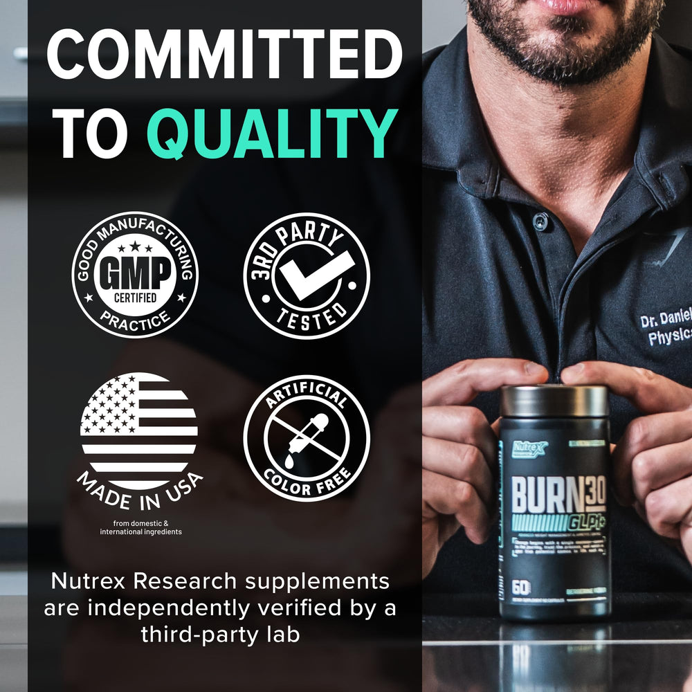 Nutrex Burn30 usage-scene depicts taking with meals in daily routine.