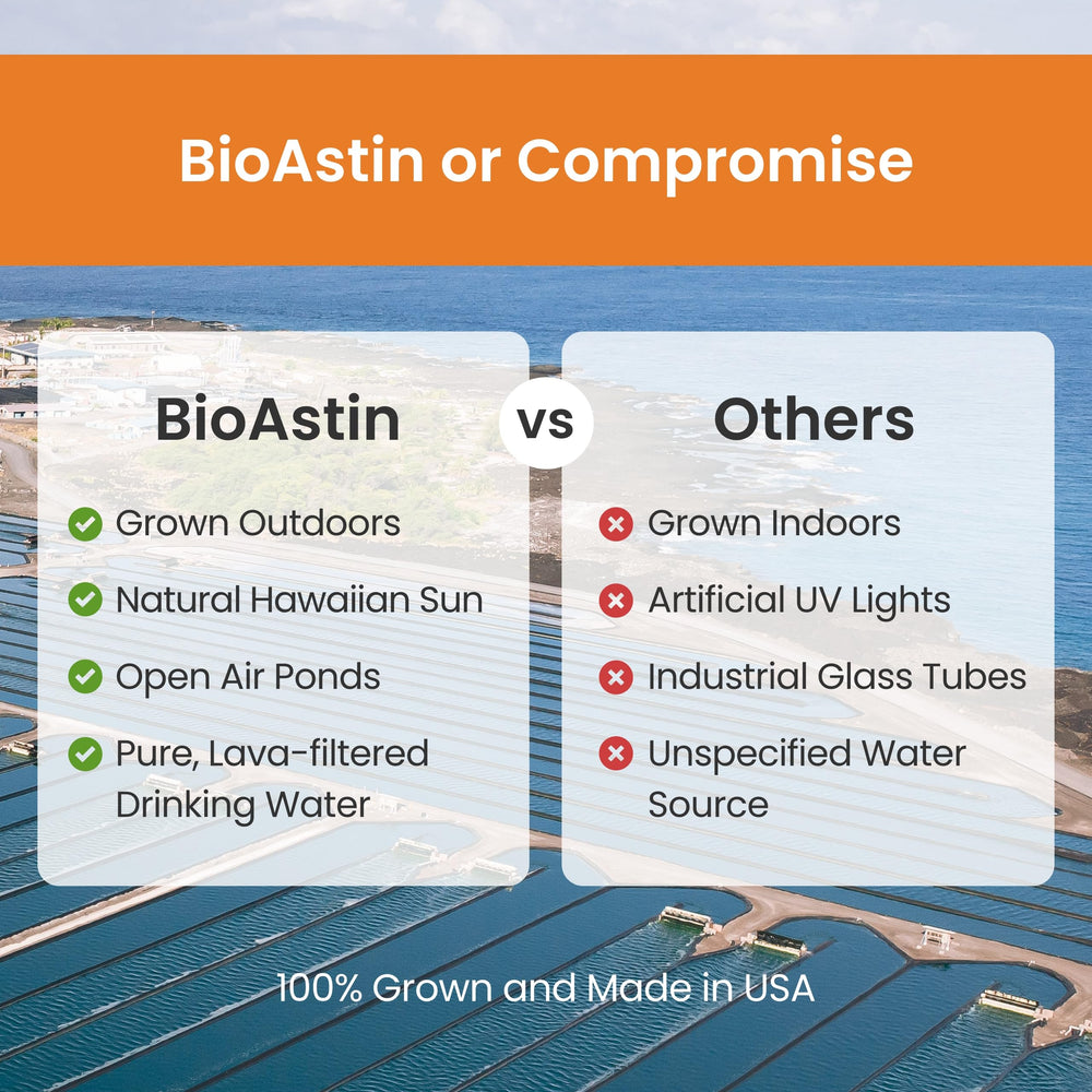Nutrex Hawaii BioAstin label closeup shows vegan carotenoid formulation