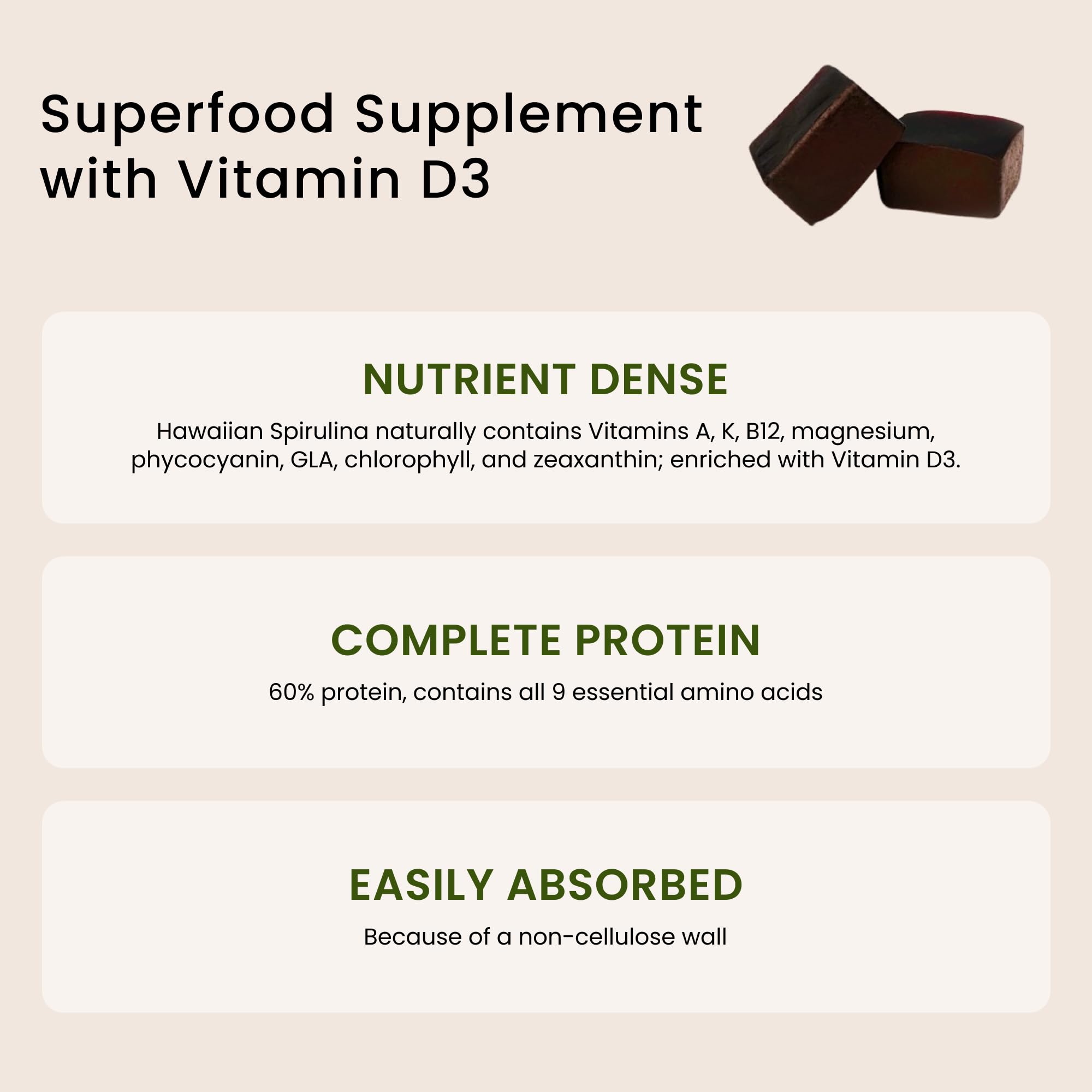 Nutrex Hawaii Spirulina Gummies Vitamin D3 label adds natural nutrients.