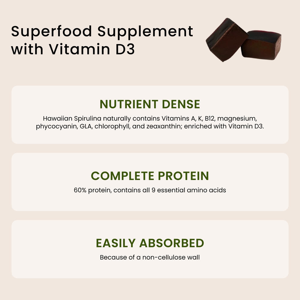 Nutrex Hawaii Spirulina Gummies Vitamin D3 label adds natural nutrients.