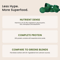 Nutrex spirulina tablets ready for daily vegan protein and antioxidant intake.