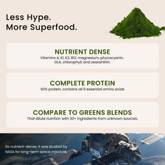 Close-up of Nutrex Hawaii spirulina powder, a fine green powder.