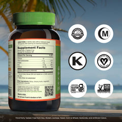 Nutrex Hawaii spirulina tablets bottle side label highlights quality and certifications