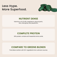 Nutrex Hawaii spirulina tablets close-up emphasizes protein-rich nutrition