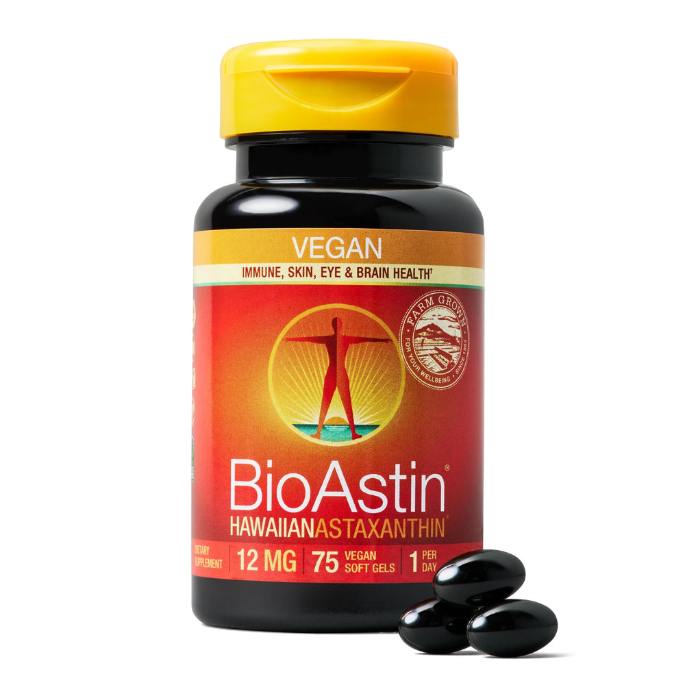 Nutrex Hawaii BioAstin bottle closeup for daily antioxidant support