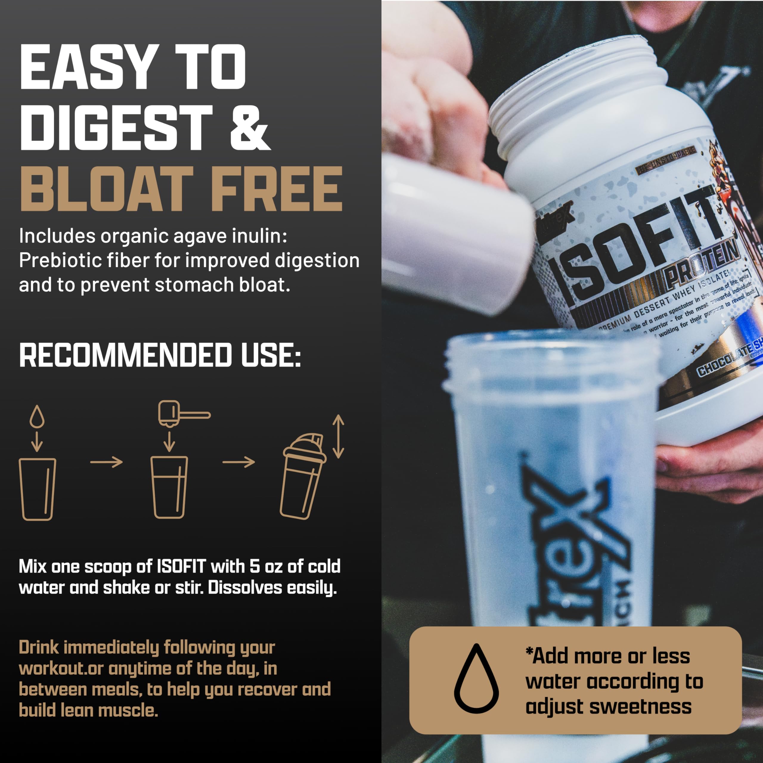 Nutrex IsoFit back-label close-up noting gluten-free and lactose-free