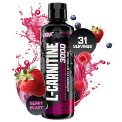 Nutrex Research L-Carnitine 3000 front bottle boosts energy support.