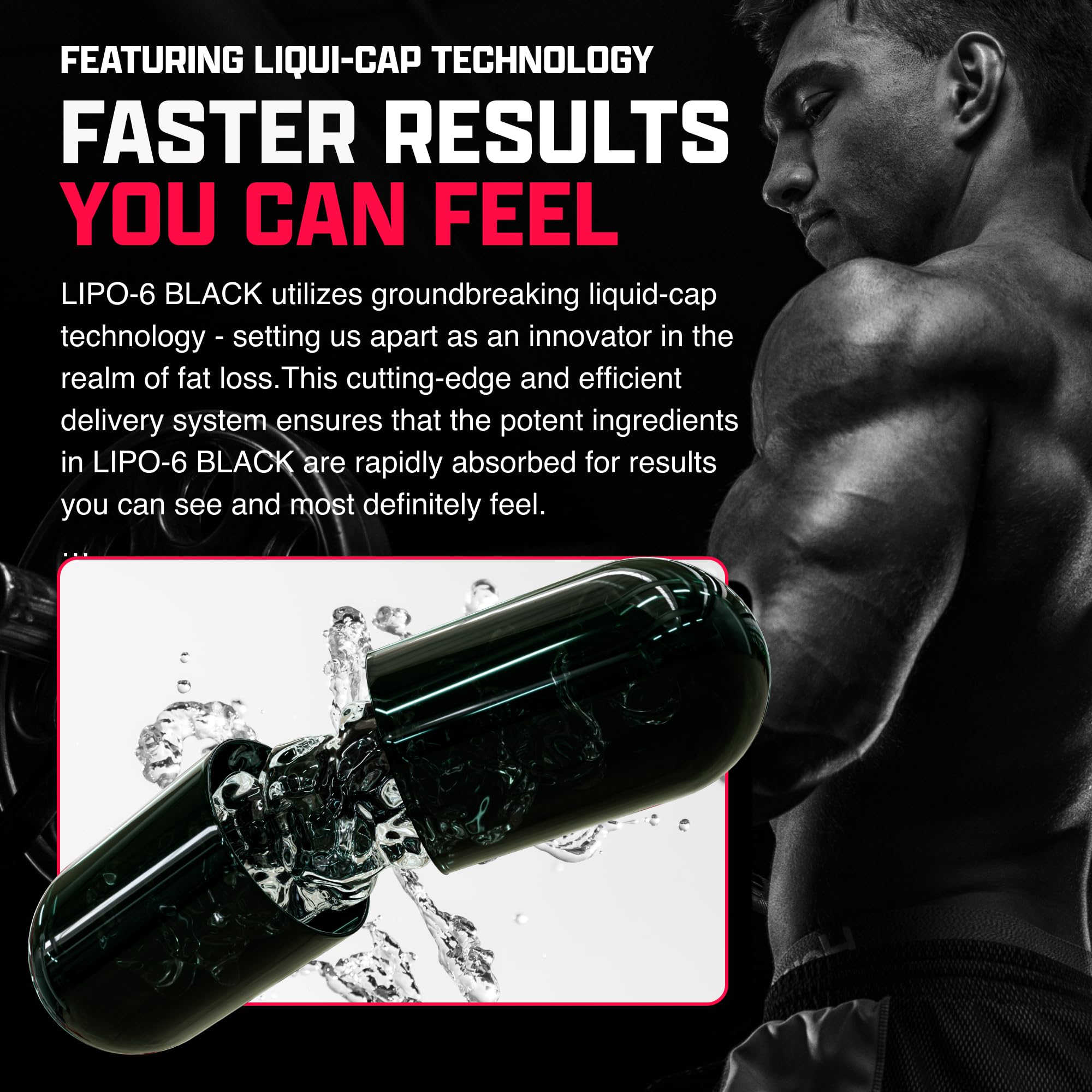 Nutrex Lipo-6 Black Max capsules close-up showing compact dose