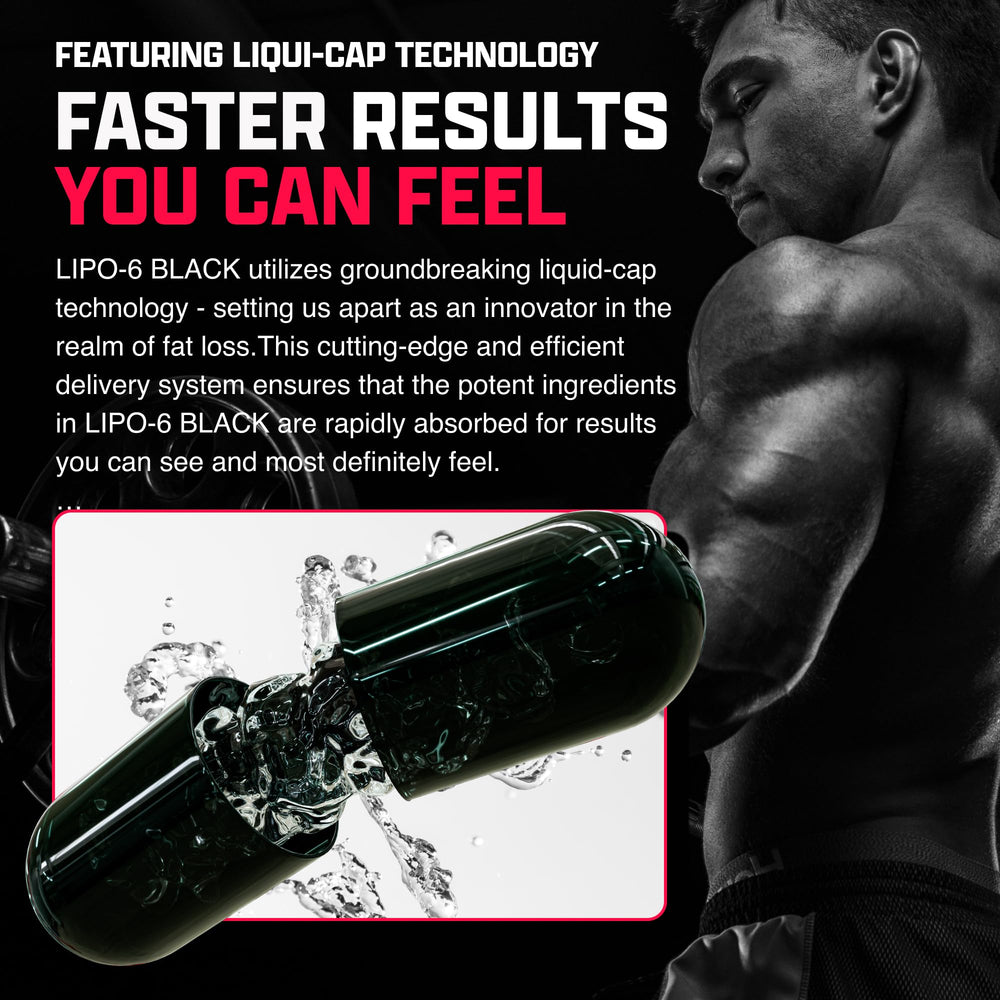 Nutrex Lipo-6 Black Max capsules close-up showing compact dose
