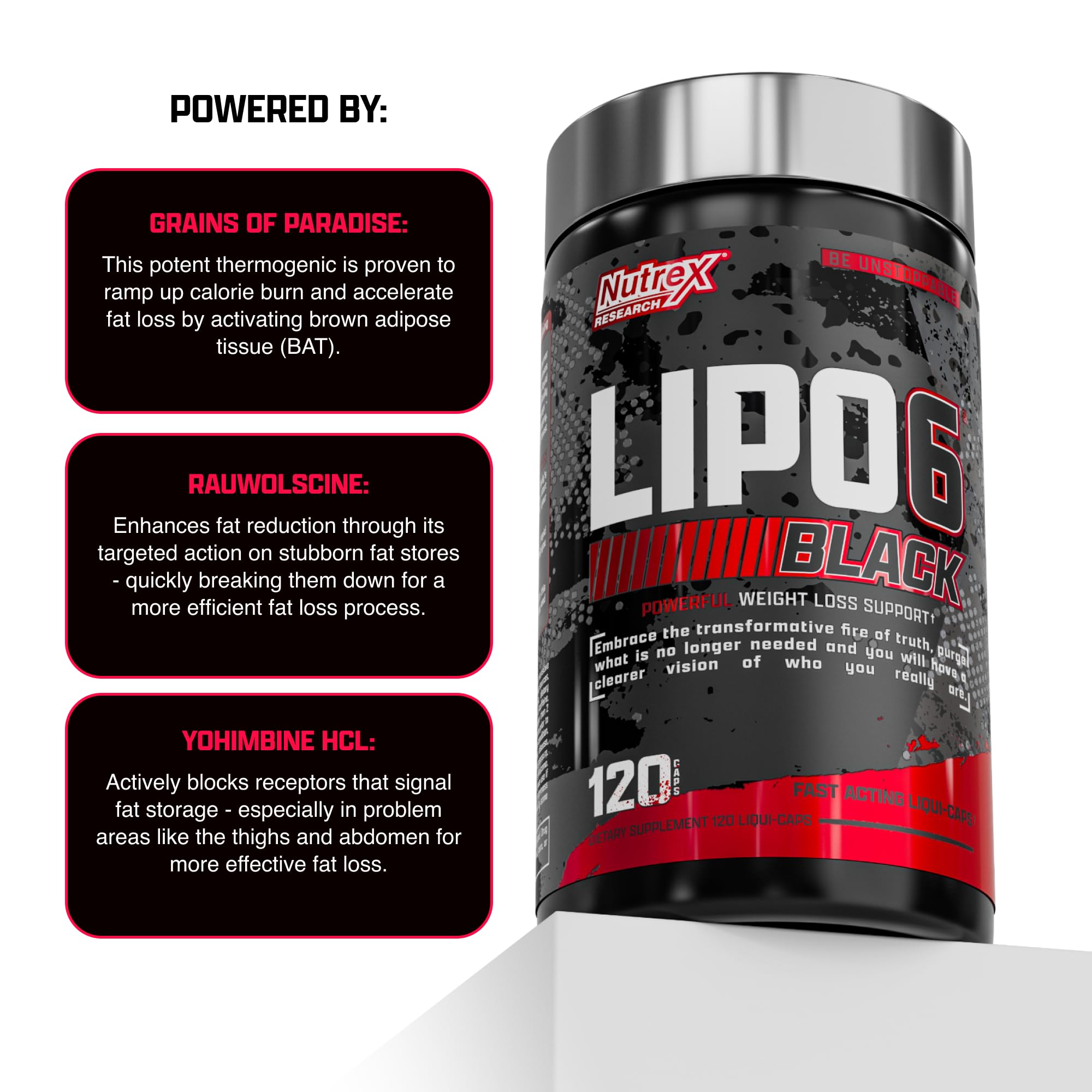 Nutrex Lipo-6 Black Max label close-up highlighting branding