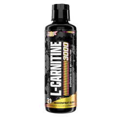 Nutrex Liquid Carnitine 3000 bottle with passionfruit guava flavor supports energy metabolism