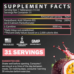Nutrex Liquid Carnitine 3000 pour shows fast-absorbing, stimulant-free energy