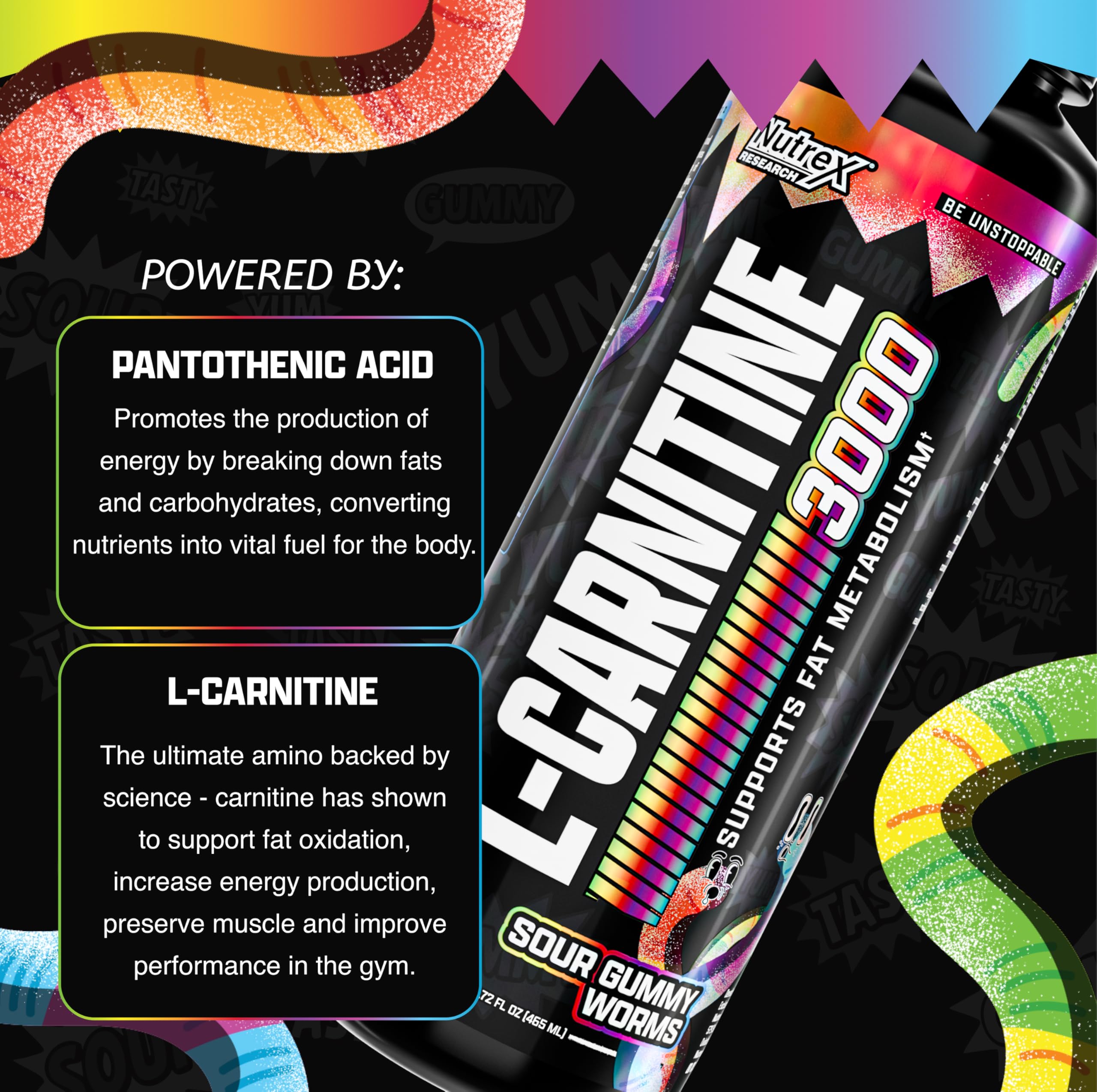 Pouring Nutrex L Carnitine 3000 shows fast absorption for post-workout support