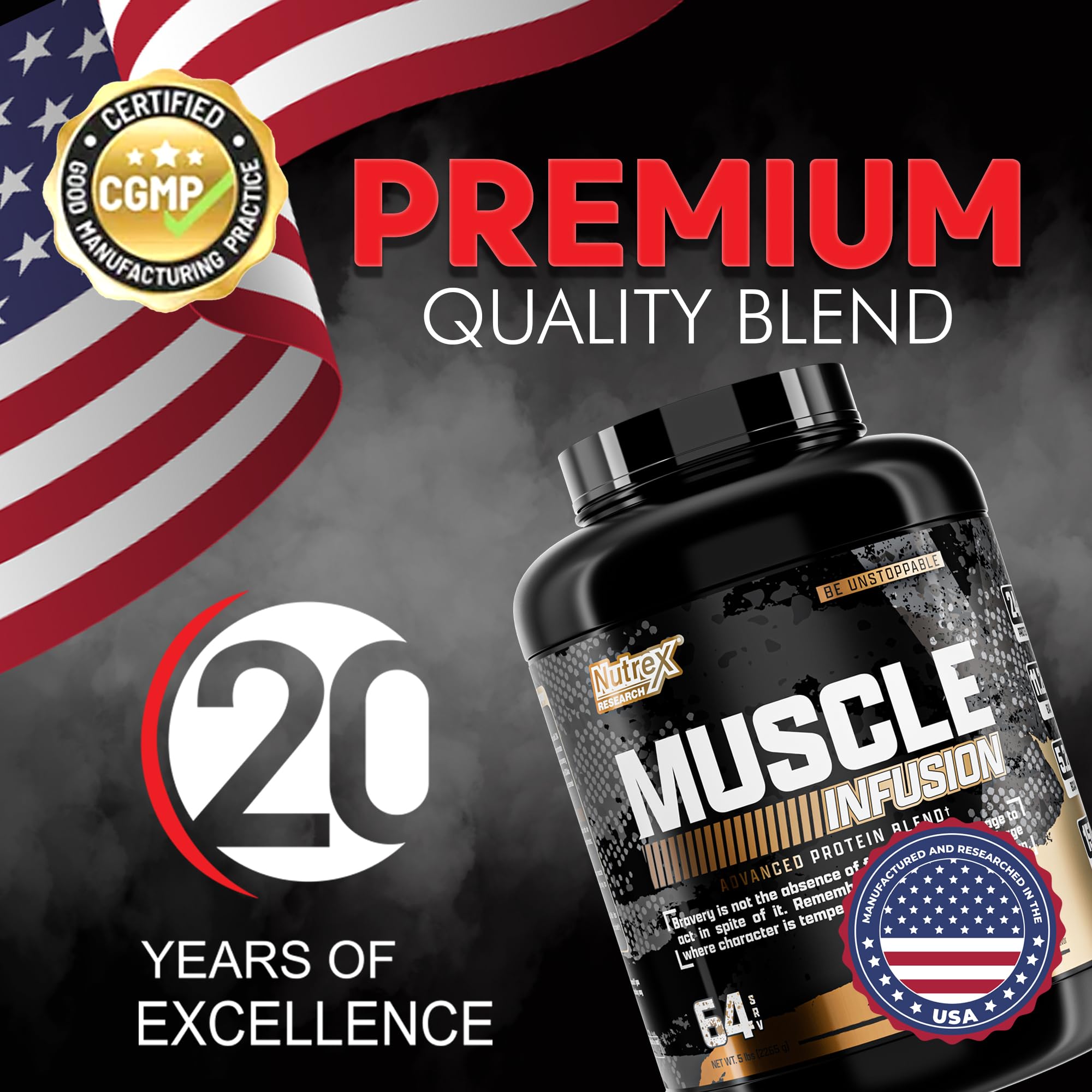 Nutrex Muscle Infusion bottle pour displaying convenient 5 lb size.